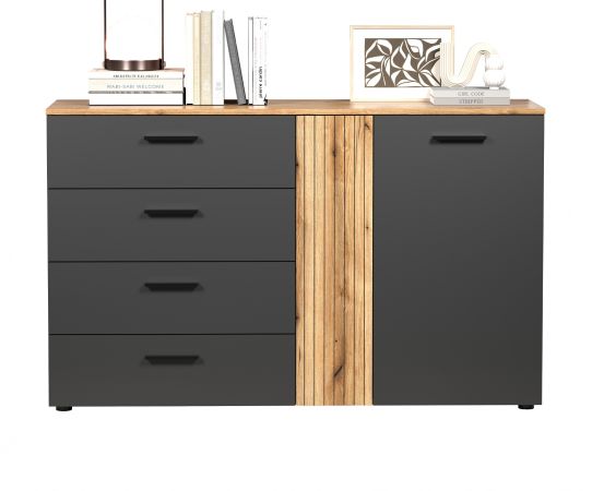 Sideboard Esteban in grau und Evoke Eiche Kommode 139 cm