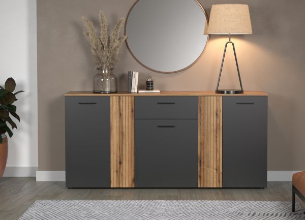 Sideboard Esteban in grau und Evoke Eiche Kommode 181 cm