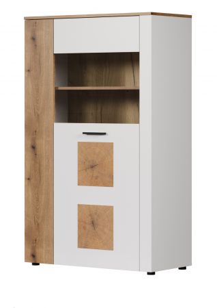 Vitrine Vianna in wei und Evoke Eiche Highboard 90 x 146 cm