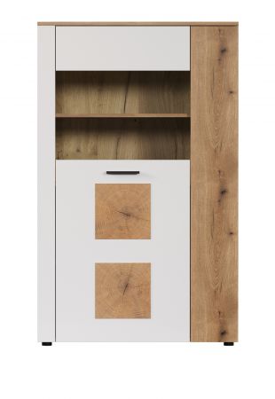 Vitrine Vianna in wei und Evoke Eiche Highboard 90 x 146 cm