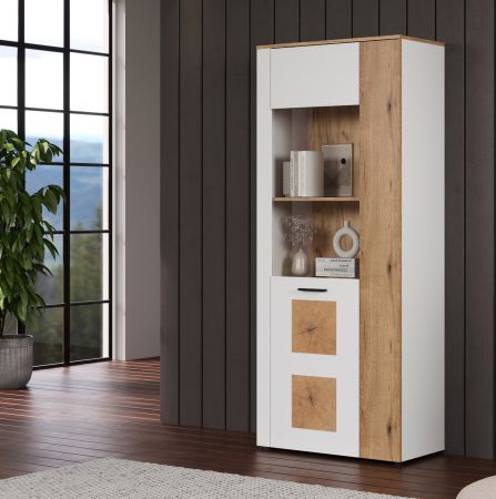Vitrine Vianna in wei und Evoke Eiche Vitrinenschrank 80 x 195 cm