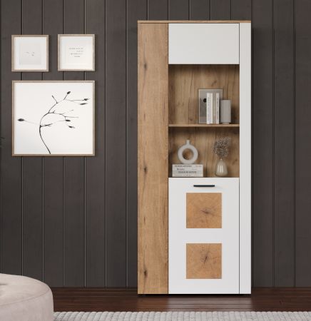 Vitrine Vianna in wei und Evoke Eiche Vitrinenschrank 80 x 195 cm