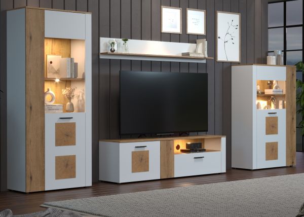 Wandboard Vianna in wei und Evoke Eiche Wandregal 170 cm