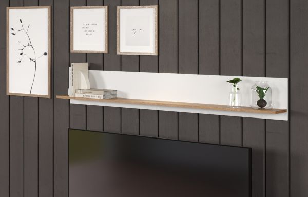 Wandboard Vianna in wei und Evoke Eiche Wandregal 170 cm