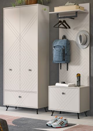 Schuhschrank Apunti in Sand matt Mehrzweckschrank 80 x 190 cm