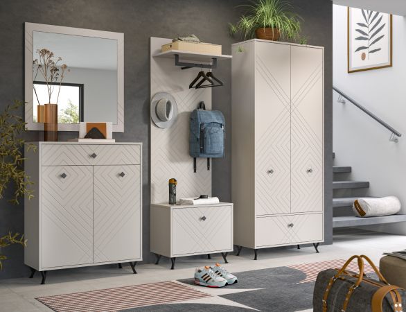Schuhschrank Apunti in Sand matt Mehrzweckschrank 80 x 190 cm