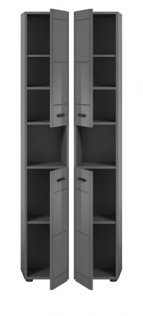 Bad Hochschrank Strong in grau Hochglanz 30 x 180 cm, mit Soft-Close