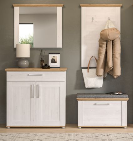 Garderobenspiegel Mirano in wei Lrche und Eiche Artisan Landhaus Spiegel 82 cm