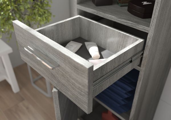 Badezimmer Hochschrank Spirit in grau Rauchsilber Badschrank 37 x 191 cm