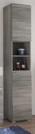 Badezimmer Hochschrank Spirit in grau Rauchsilber Badschrank 37 x 191 cm
