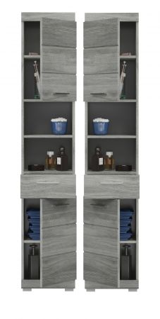 Badezimmer Hochschrank Spirit in grau Rauchsilber Badschrank 37 x 191 cm