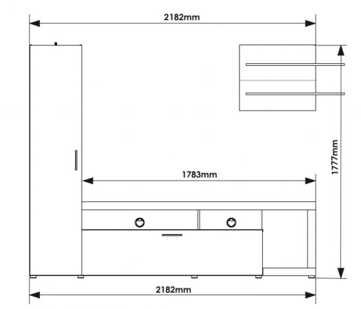 Wohnwand Remo in wei und Viking Eiche Wohnkombination 218 x 178 cm