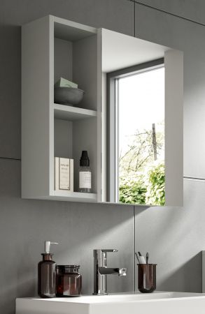 Badezimmer Spiegelschrank Carlo in grau Badschrank 1-trig mit Soft-Close 55 cm
