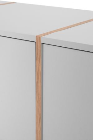 Kommode Hanno in grau und Hickory Walnuss Sideboard 125 x 94 cm