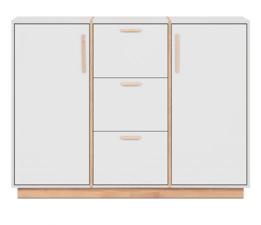 Kommode Hanno in grau und Hickory Walnuss Sideboard 125 x 94 cm