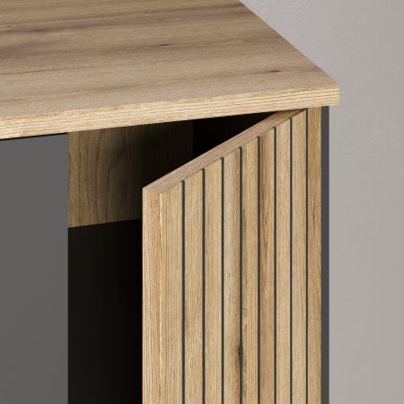 Garderobenschrank Esteban in grau und Evoke Eiche Garderobe oder groer Schuhschrank 60 x 195 cm