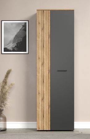 Garderobenschrank Esteban in grau und Evoke Eiche Garderobe oder groer Schuhschrank 60 x 195 cm