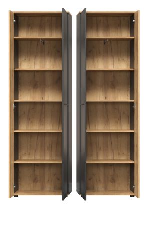 Garderobenschrank Esteban in grau und Evoke Eiche Garderobe oder groer Schuhschrank 60 x 195 cm