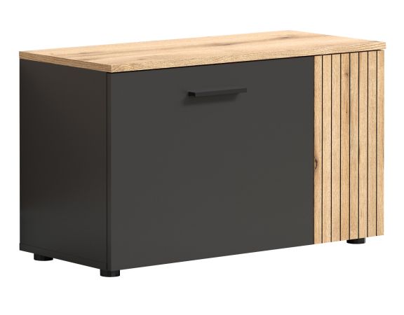 Garderobe Sitzbank Esteban in grau und Evoke Eiche Garderobenbank und Schuhschrank 80 cm