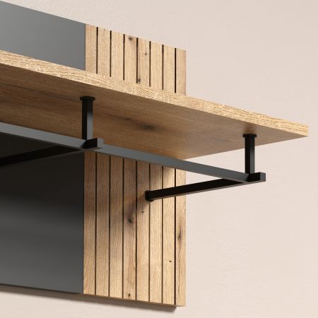 Garderobe Set 6-teilig Esteban in grau und Evoke Eiche Garderobenkombination 250 x 195 cm