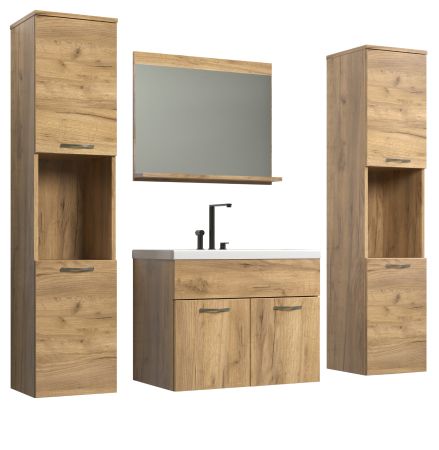 Badmbel Set Haven in Eiche Gold Badkombination hngend MIT Waschbecken 150 x 190 cm