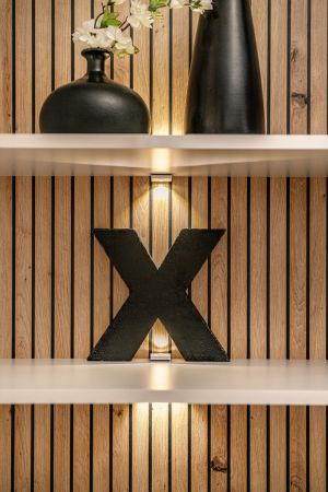 Wohnwand Laelia in Sand matt und Artisan Eiche 280 cm Schrankwand inklusive LED Beleuchtung, Push-to-Open