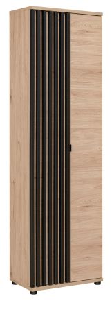 Garderobenschrank Collin in Jackson Eiche und schwarz Schuhschrank mit 3-D Lamellen 60 cm