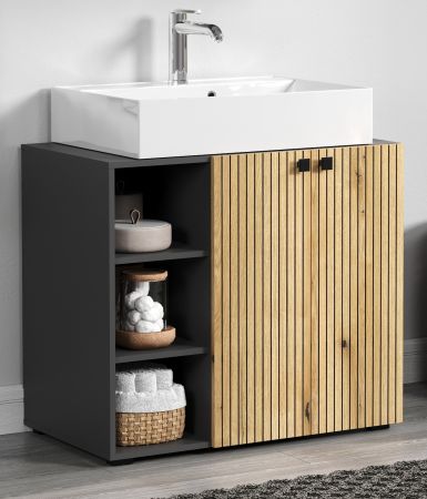 Waschtisch Set Bliss in Evoke Eiche und grau Komplett-Set mit Waschbecken 90 cm