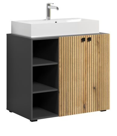 Waschtisch Set Bliss in Evoke Eiche und grau Komplett-Set mit Waschbecken 90 cm