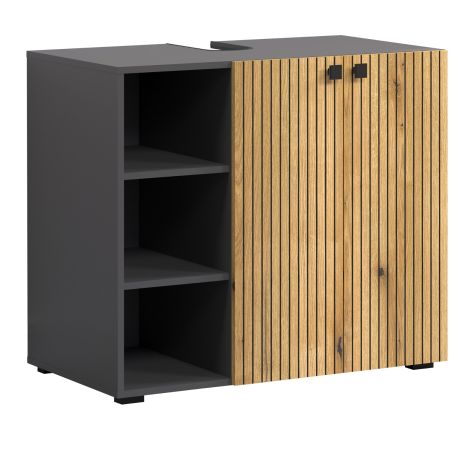 Waschtisch Set Bliss in Evoke Eiche und grau Komplett-Set mit Waschbecken 90 cm