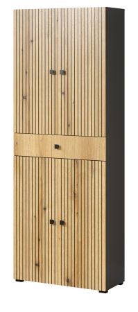 Badezimmer Hochschrank Bliss in Evoke Eiche und grau Badschrank 70 x 186 cm