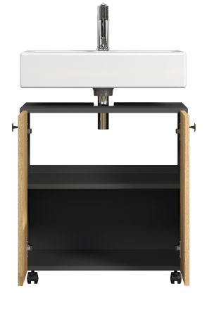 Waschbeckenunterschrank Bliss in Evoke Eiche und grau Badschrank 60 cm