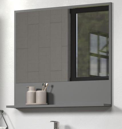 Badezimmer Spiegel Bliss in grau Badspiegel mit Ablage 60 cm