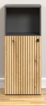 Badezimmer Kommode Bliss in Evoke Eiche und grau Badschrank 40 x 95 cm