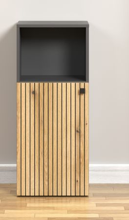 Badezimmer Kommode Bliss in Evoke Eiche und grau Badschrank 40 x 95 cm