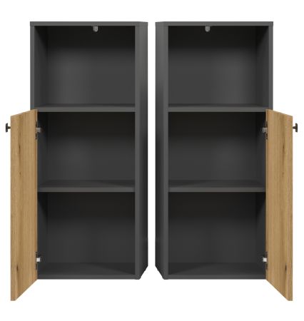 Badezimmer Kommode Bliss in Evoke Eiche und grau Badschrank 40 x 95 cm