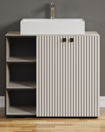 Waschtisch Set Bliss in Cashmere grau Komplett-Set mit Waschbecken 90 cm