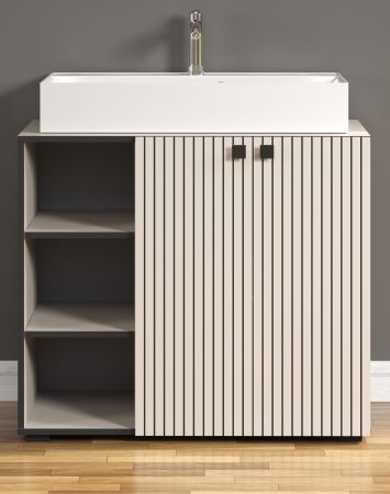 Waschtisch Set Bliss in Cashmere grau Komplett-Set mit Waschbecken 90 cm
