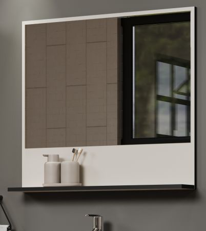 Badezimmer Spiegel Bliss in Cashmere grau Badspiegel mit Ablage 80 cm