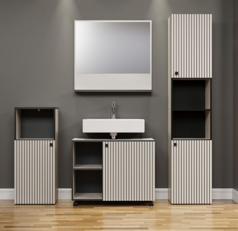 Badmbel Set Bliss in Cashmere grau Badkombination 4-teilig 180 x 186 cm