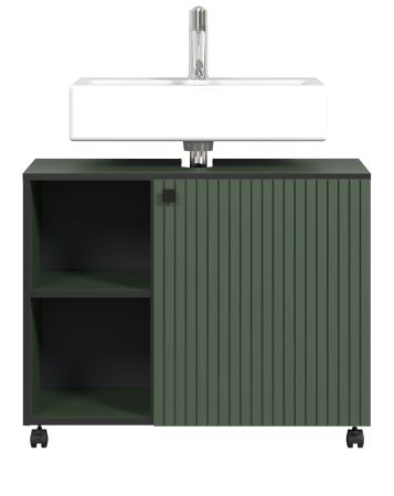 Waschbeckenunterschrank Bliss in grn Badschrank auf Rollen 80 cm
