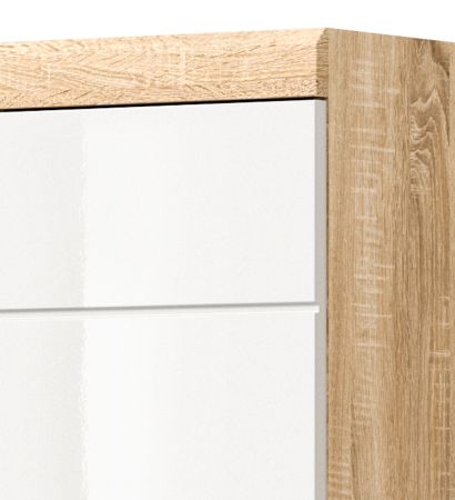 Waschmaschinenschrank Mambo in wei Hochglanz und Sonoma Eiche Waschmaschinen berbau 63 x 191 cm