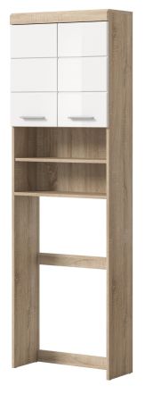 Waschmaschinenschrank Mambo in wei Hochglanz und Sonoma Eiche Waschmaschinen berbau 63 x 191 cm