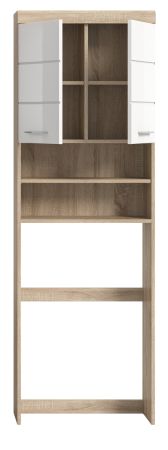 Waschmaschinenschrank Mambo in wei Hochglanz und Sonoma Eiche Waschmaschinen berbau 63 x 191 cm