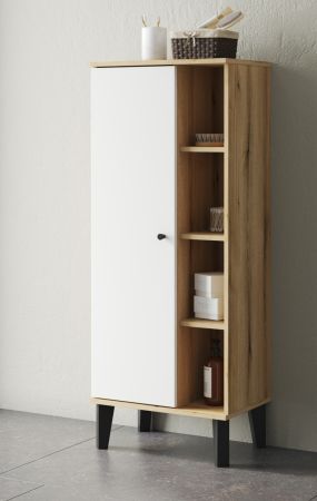 Badezimmer Midischrank Torsby in wei und Evoke Eiche Badmbel Kommode 51 x 128 cm