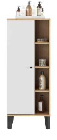 Badezimmer Midischrank Torsby in wei und Evoke Eiche Badmbel Kommode 51 x 128 cm