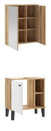 Badmbel Set 2-teilig Torsby in wei und Evoke Eiche Badkombination 60 cm