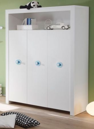 Babyzimmer: Kleiderschrank Olivia wei, 3-trig (130 x 186 cm) Jungen