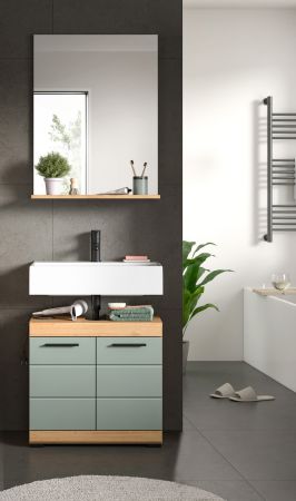 Badmbel Set 2-teilig Shawn in Salbei und Artisan Eiche Badkombination 60 x 191 cm