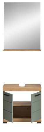 Badmbel Set 2-teilig Shawn in Salbei und Artisan Eiche Badkombination 60 x 191 cm